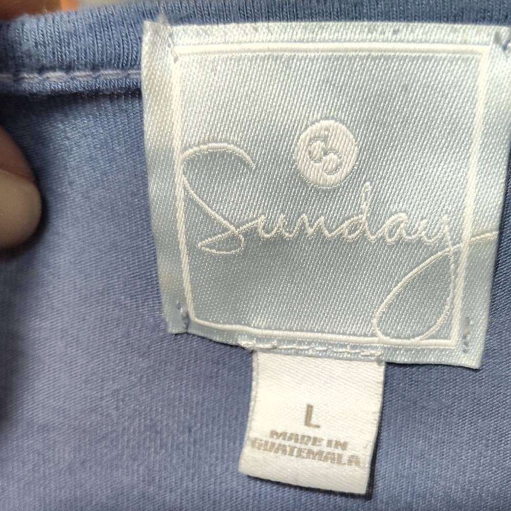 Sunday Navy Keyhole Short Sleeve Top, EUC - Picture 2 of 5